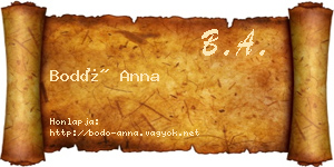 Bodó Anna névjegykártya